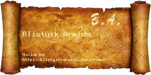 Blistyik Armida névjegykártya